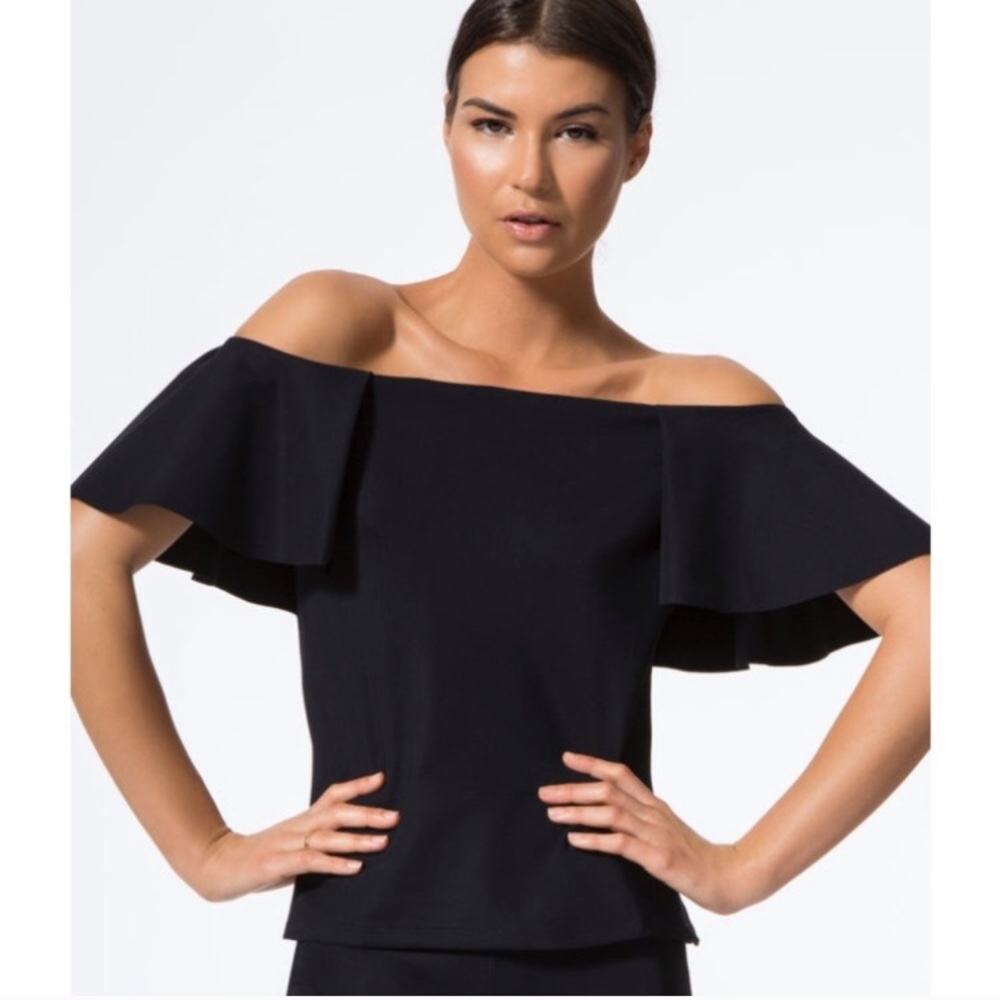 Black Off the Shoulder Barcelona Top by Carbon38